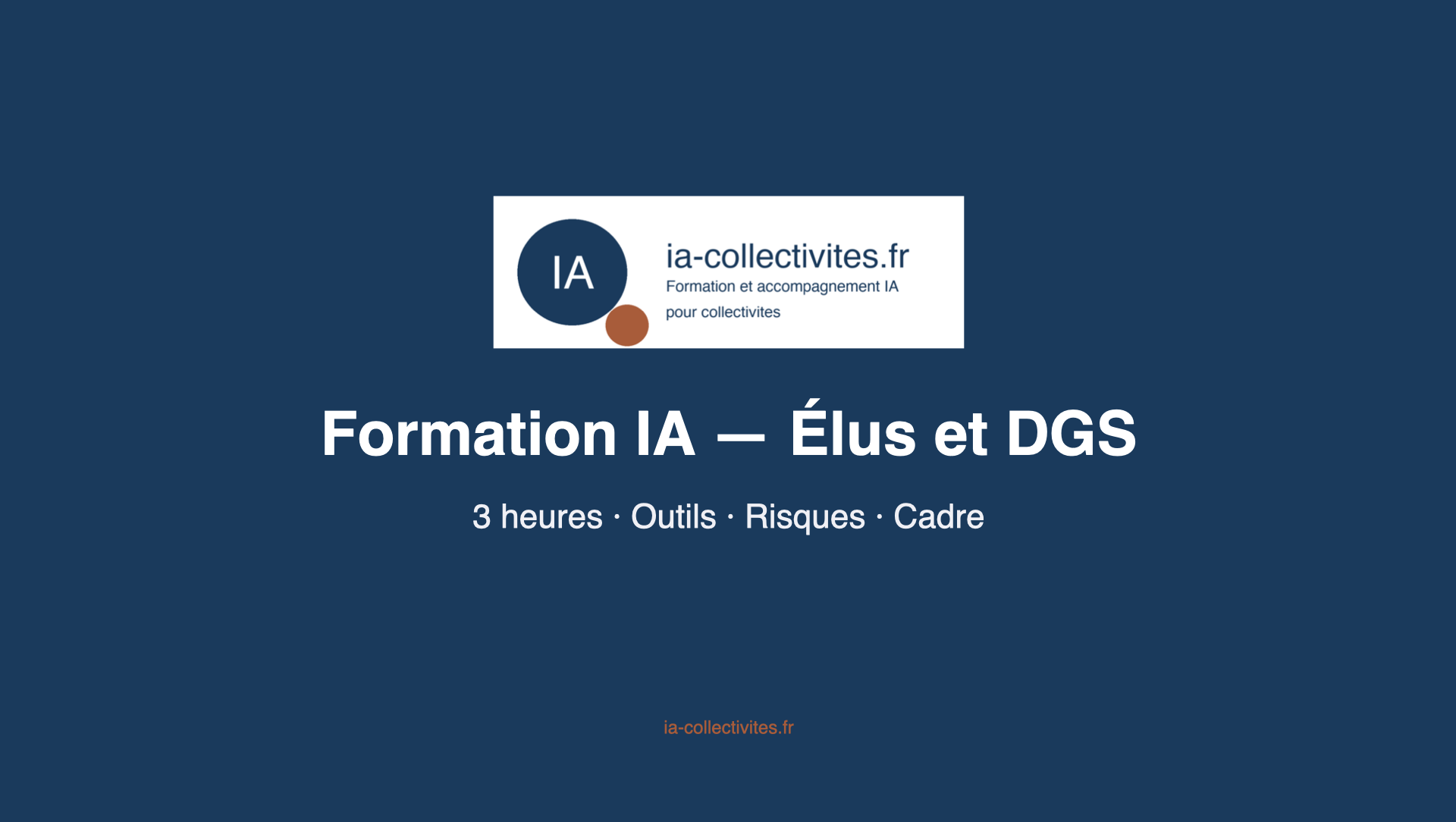 Aperçu de la 1ère slide du diaporama de la formation IA — titre et structure.